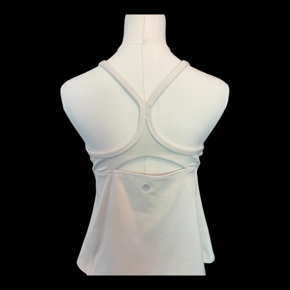 🏋️ EUC ATHLETA Cream “Vital” Racerback Tank Top w/ Built-In Bra Sz L - Picture 5 of 8